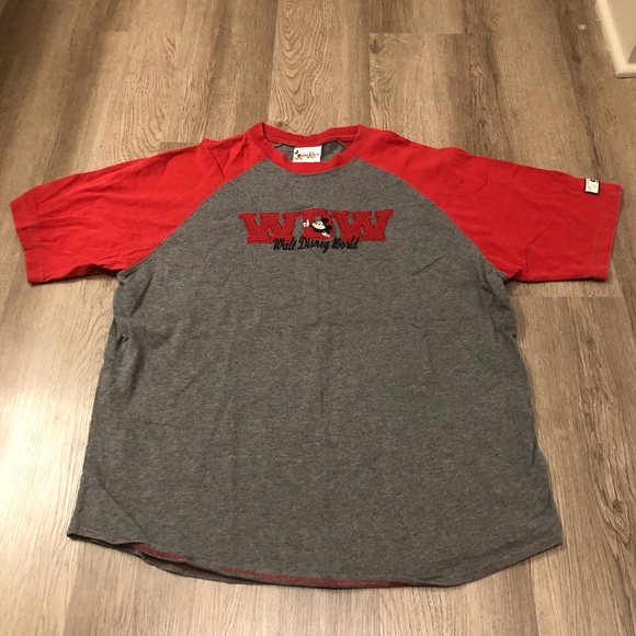 Disney Other - Vtg Y2K Walt Disney World Parks Shirt Raglan Baseball Mickey Mouse Men’s‎ XL Red